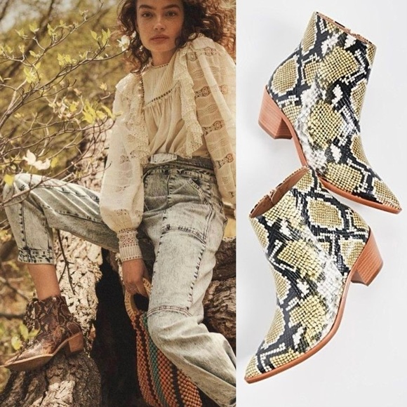 Ulla Johnson Cruz Snakeskin Booties in Honey Sz. 36 Sz. 6 NWB